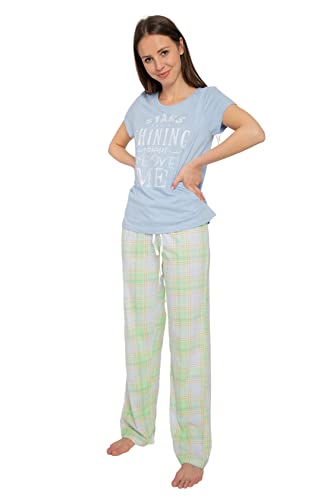 Consult-Tex Damen Kurzarm Pyjama Schlafanzug Baumwolle DF002 Größe 32/34 blau von Consult-Tex