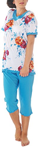 Damen Kurzarm Pyjama Schlafanzug Baumwolle DF638cd 40/42 von Consult-Tex