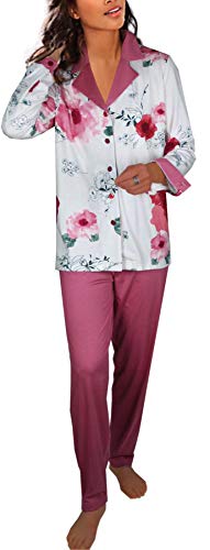 Consult-Tex Damen Pyjama Schlafanzug Baumwolle Knopfleiste Langarm DW126 52/54 von Consult-Tex