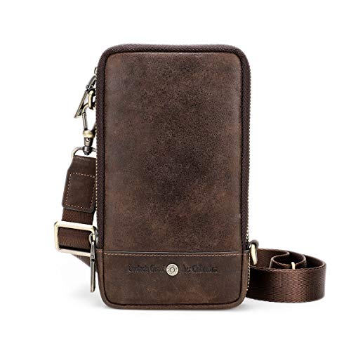 CONTACTS Echtes Leder Herren Crossbody Multifunktionale Gürteltasche mit Telefonkarte Passschlitze für Sport Wandern Camping Geldbörse Tasche (Kaffee2) von Contacts