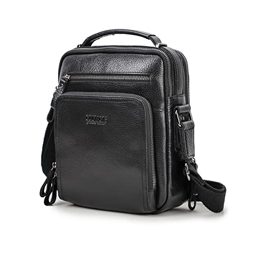 Contacts Echtes Leder Herren für 9.7 inch Laptop Tasche Tote Handtasche Mini Tab Messenger KleinUmhängetasche Tasche Handtasche Braun (Schwarz) von Contacts