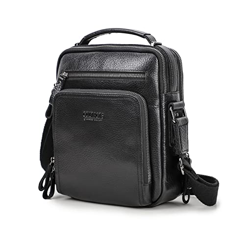 Contacts Echtes Leder Herren für 9.7 inch Laptop Tasche Tote Handtasche Mini Tab Messenger KleinUmhängetasche Tasche Handtasche Braun (Schwarz) von Contacts