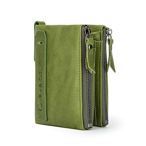 Contacts Echtes Leder Lady ID Card Bifold Geldbörse Doppel Münztaschen Bill Wallet (Green) von Contacts