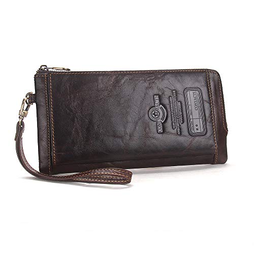 CONTACTS Frauen Echtes Leder RFID Blocking Card Münzhalter Kupplung Brieftasche (Kaffee) von CONTACTS