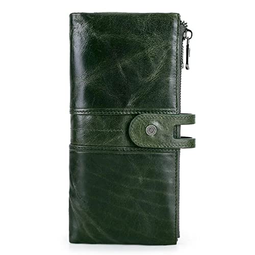 CONTACTS Frauen-echtes Leder-Karten-Münzen-Telefon-Halter-doppelte Reißverschluss-Kupplungs-Geldbeutel-Geldbörse (Grün) von CONTACTS