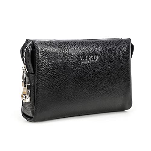 Contacts Herren-Clutch-Geldbörse, Leder, für Herren, Business-Code-Schloss, Geldbörse, Anti-Diebstahl-Clutch, Telefonhalter, Handtasche, Reisen, Schwarz von Contacts