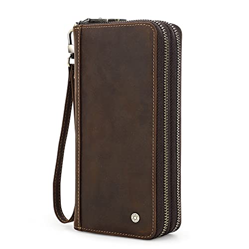CONTACTS Herren Echtes Leder Ausweis Handyhalter Reißverschluss Coin Key Clutch Geldbörse Handtasche (Caffee2) von CONTACTS