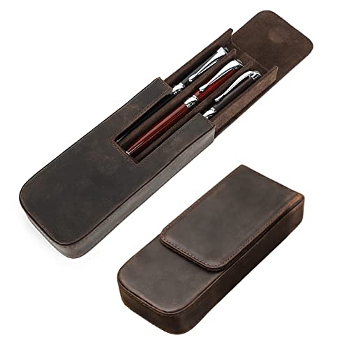 Contacts Herren Echtes Leder Stiftetui, Vintage 3 Stifthalters, Stift Schutzhülle für Reisen, Elegante Schreibtischzubehör Pounch, Bleistifte Organizer Box von Contacts