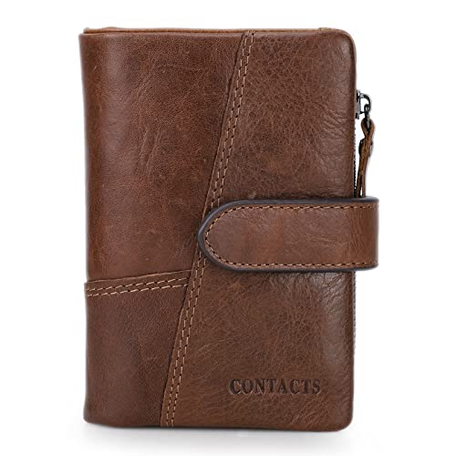 CONTACTS Herren Geldbörse Echtes Leder-Geschäft Bifold Trifold Mappen-Kartenhalter-Münzen-Tasche Braun von CONTACTS