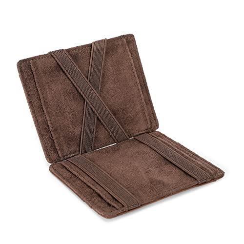 CONTACTS Herren Geldbörse Klappe Echtes Leder, Schlanke Magische Wallet 9 ID-Kartenhalter RFID,Intelligente Geldbörse Vordere Taschenhülle mit Geschenkbox von CONTACTS