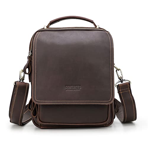 Contacts Kuriertasche für Herren, echtes Leder, Umhängetasche, Schultertasche, Herren, 26,7 cm (10,5 Zoll), iPad-Tasche, College, Schule, Reisen, Handtasche (Kaffee), Kaffee2 von Contacts