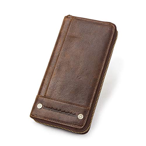 CONTACTS RFID Blocking Echtleder Herren Reißverschluss um Brieftasche Karte Telefonhalter Münzkupplung Geldbörse Organizer (Kaffee) von CONTACTS