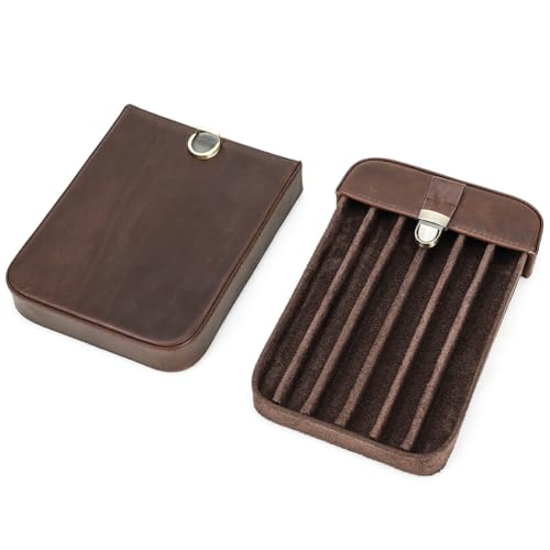 Contacts Stifteetui aus echtem Leder, Vintage-Stifthalter, Stift-Schutzhülle für Reisen, elegantes Schreibtischzubehör, Bleistift-Organizer-Box, Coffee3-4, Beauty Case von Contacts