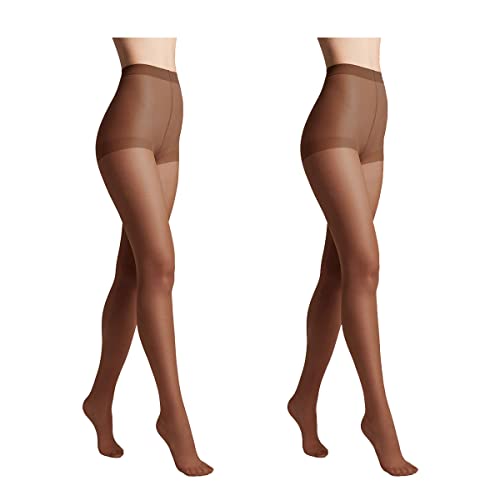 Conte elegant 2er-Pack langlebige Damenstrumpfhose Halbmatt - SOLO 20 DEN - Damen Feinstrumpfhose Strumpfhose mit markiertem Höschenteil - Einfarbig Farbe Mocca Größe 5 von Conte elegant