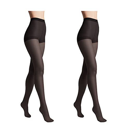 Conte elegant 2er-Pack langlebige Damenstrumpfhose Halbmatt - SOLO 40 DEN - Damen Feinstrumpfhose Strumpfhose mit markiertem Höschenteil - Einfarbig Farbe Schwarz Größe 2 von Conte elegant