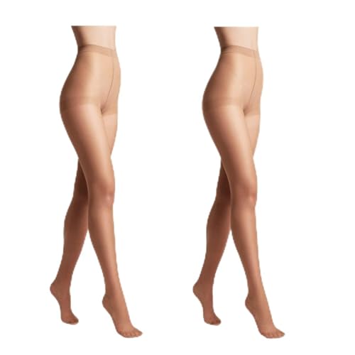 Conte elegant 2er-Pack langlebige Damenstrumpfhose Halbmatt - SOLO 20 DEN - Damen Feinstrumpfhose Strumpfhose mit markiertem Höschenteil - Einfarbig Farbe Beige Größe 3 von Conte elegant