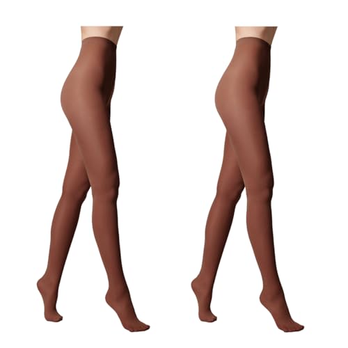 Conte elegant - Damenstrumpfhose - Episode - 50 DEN - Netzstrumpfhose - Gestrickte Mikrofaser - Samt - Weich - Feinstrumpfhose - Klassisch - Verstärkte Zehen, 2er Pack, Mocca, L von Conte elegant