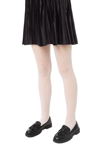 Conte elegant Dotsy Schicke Kinderstrumpfhose - Alltagsstrumpfhosen - Strumpfhose mit Verstärktem Höschenteil - Feines Punktmuster - Bequem - 30 DEN - 104-110 - Bianco - 1 Stück von Conte elegant