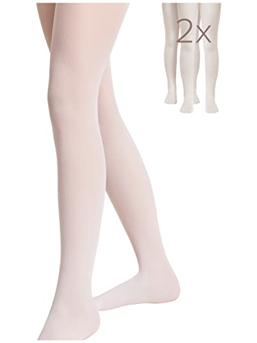 Conte elegant Princess Schicke Kinderstrumpfhose - Alltagsstrumpfhosen - Ballettstrumpfhosen - Ballett Strumpfhose Kinder - Tanzstrumpfhose für Mädchen - 40 DEN - 116-122 - Bianco - 2 Stück von Conte elegant