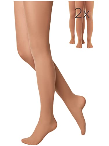 Conte elegant Princess Schicke Kinderstrumpfhose - Alltagsstrumpfhosen - Ballettstrumpfhosen - Ballett Strumpfhose Kinder - Tanzstrumpfhose für Mädchen - 40 DEN - 140-146 - Beige - 2 Stück von Conte elegant