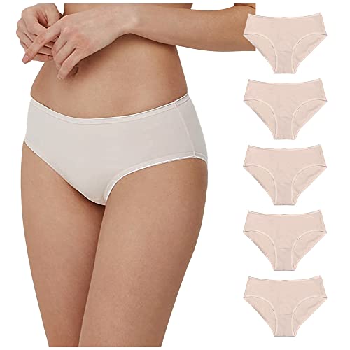 Conte elegant Unterhose Damen Baumwolle 5er-Pack Höschen – Unterwäsche Frauen Hipster – Atmungsaktiv mit Gummiband – Damen Unterwäsche Frauen – Cotton Underwear Women LB 2014 Naturfarben M von Conte elegant