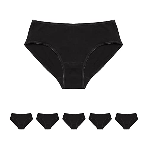 Conte elegant Unterhose Damen Baumwolle 5er-Pack Höschen – Unterwäsche Frauen Hipster – Atmungsaktiv mit Gummiband – Damen Unterwäsche Frauen – Cotton Underwear Women LB 2014 Schwarz 98 von Conte elegant