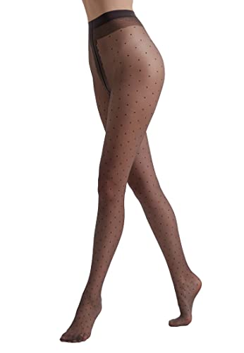 Conte elegant gemusterte Damenstrumpfhose mit Punkten - 20 DEN POLKA DOTS Muster Feinstrumpfhose Damen Strumpfhose extrem elastisch - DOTS Lycra Farbe Grafit Größe 2 von Conte elegant