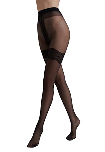 Conte elegant sinnliche Damenstrumpfhose mit Verzierung - FANTASY PERFECT 30 DEN - Feinstrumpfhose Damen Strumpfhose extrem elastisch - Farbe Schwarz Größe 5 von Conte elegant