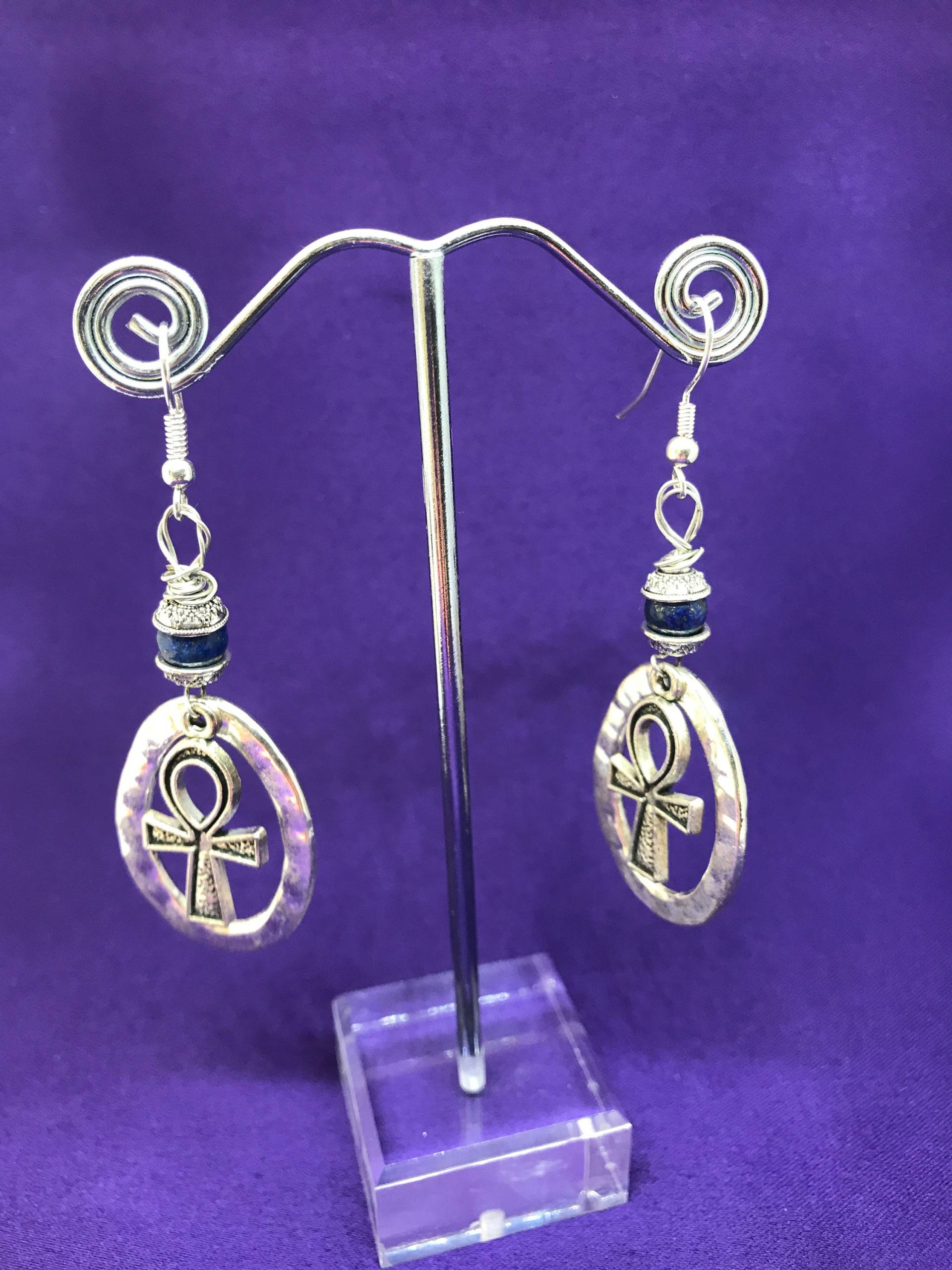 Afrocentric Creolen Ankh Ohrringe Silber Amethyst Boho Schmuck Afrocentric Creolen Ankh Ohrringe Silber Amethyst Boho Schmuck von ContinentClo