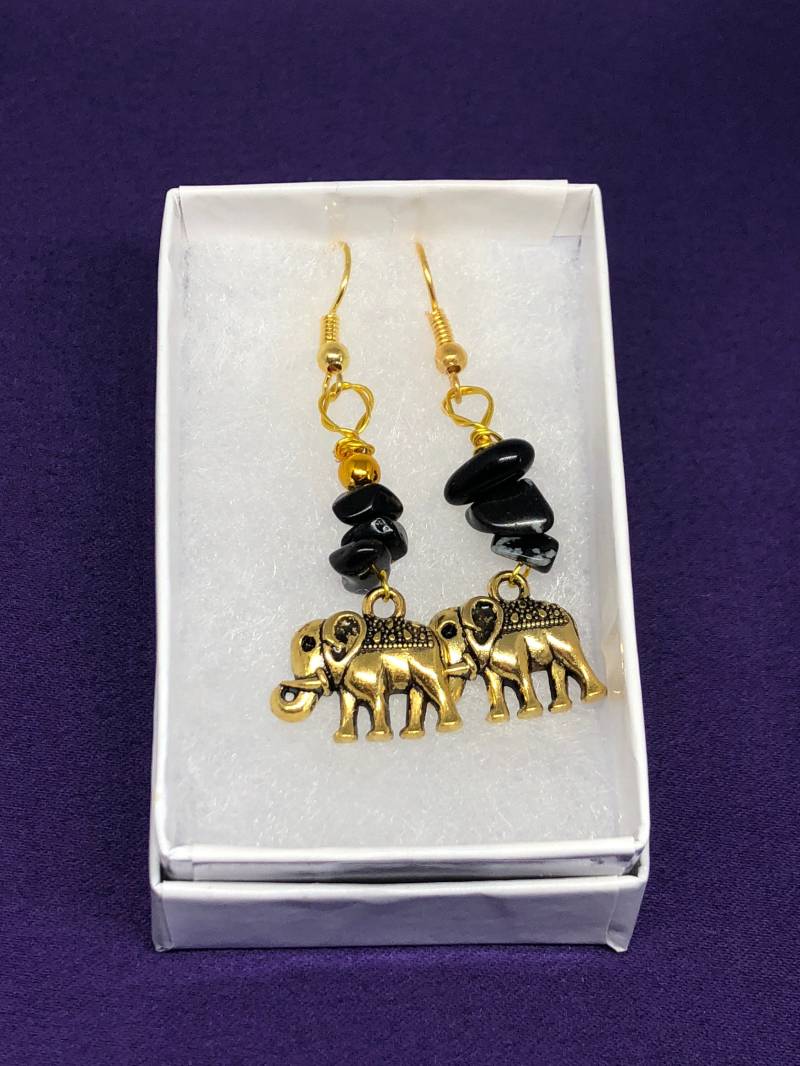 Geschenk Für Herelephant Ohrringe Kristall Obsidian Silber Schmuck Heilung Geschenk Für Herelephant Ohrringe Kristall Obsidian Silber Schmuck Heilung von ContinentClo