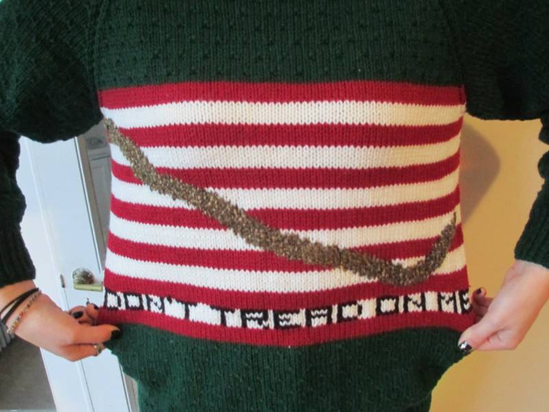 Vintage Handarbeit Grün, Rot Und Weiß "Nicht Auf Mich Lauffläche' Marine Jack Die Culpepper Flagge 1776 Handgemachte Pullover von ContinentalThrift