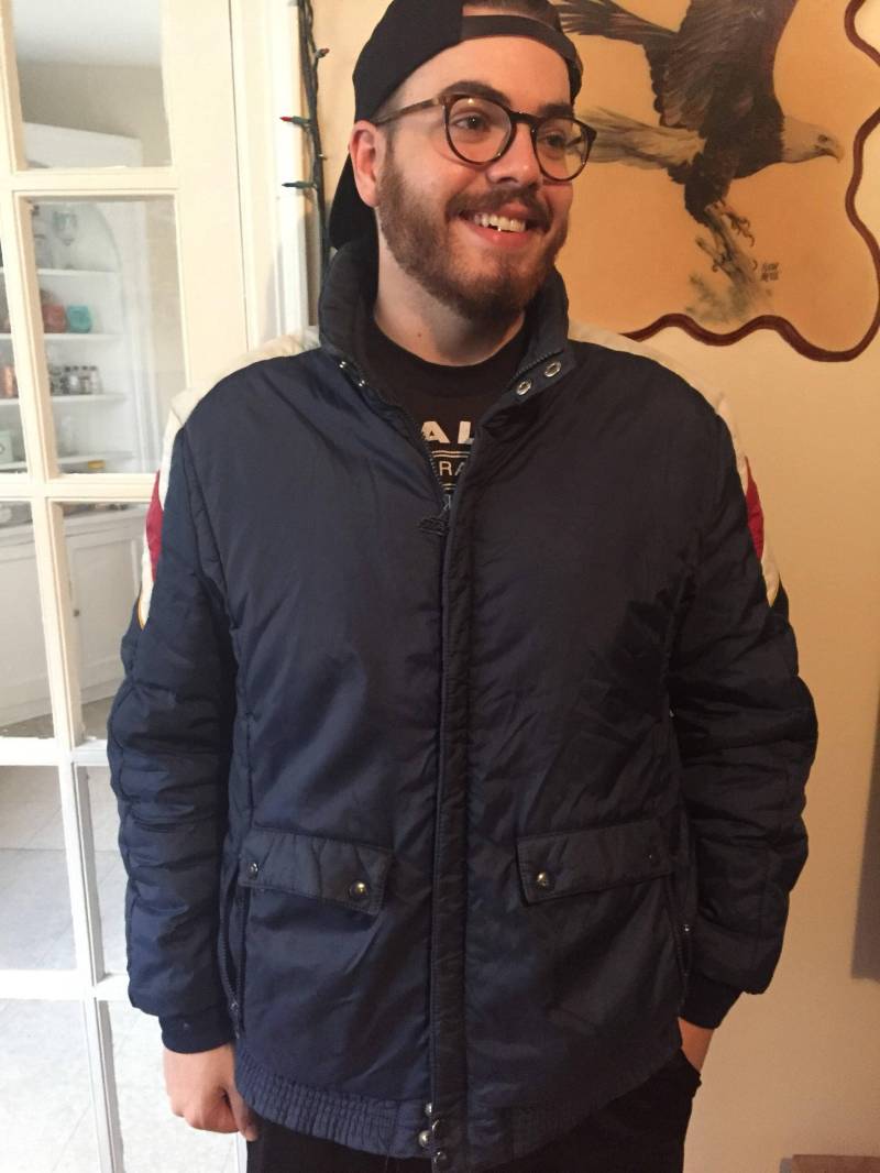 Vintage-Rot, Weiß Und Blau Winter Mantel/Jacke Zip Bis Streifen Gestreiften von ContinentalThrift