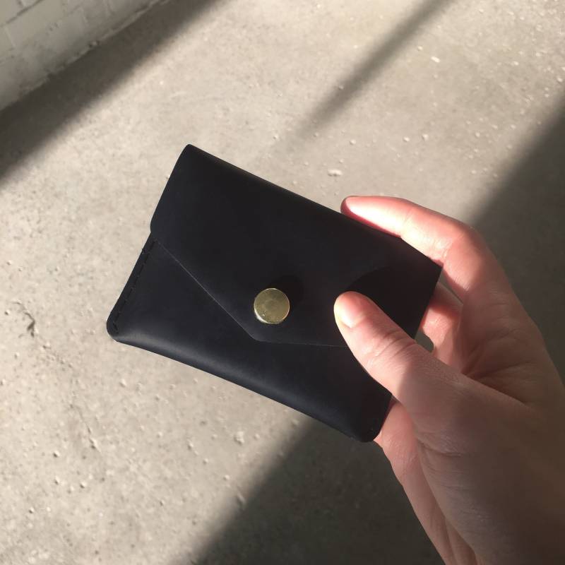 Leder Geldbörse. Herren Damen Schlichte Schlanke Minimale Kartenhalter . Schwarze Geldbörse von ContourCo