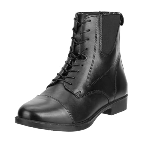 Contrace© Stiefelette »Backzip Lace Leather« - Chelsea Boot - Reit-Schlupf-Schuh - Echtleder - Schnürung und Zipper hinten - Komforteinlegsohle - Micro Lining - Hautverträglich - Schwarz 42 von Contrace