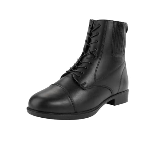 Contrace Vegane Reit-Stiefelette BZ LACE Winter« - Zip-Boot - Veganer Reit-Schlupf-Schuh - Komfortinnensohle - Schnürung - Teddyfutter - Hautverträglich - Atmungsaktiv - Schwarz 42 von Contrace
