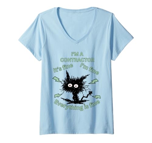 Damen Ich Bin EIN Auftragnehmer Alles ist in Ordnung Humor Design Workwear T-Shirt mit V-Ausschnitt Damen Ich Bin EIN Auftragnehmer Alles ist in Ordnung Humor Design Workwear T-Shirt mit V-Ausschnitt von Contractor Humor Everything is Fine Vibe
