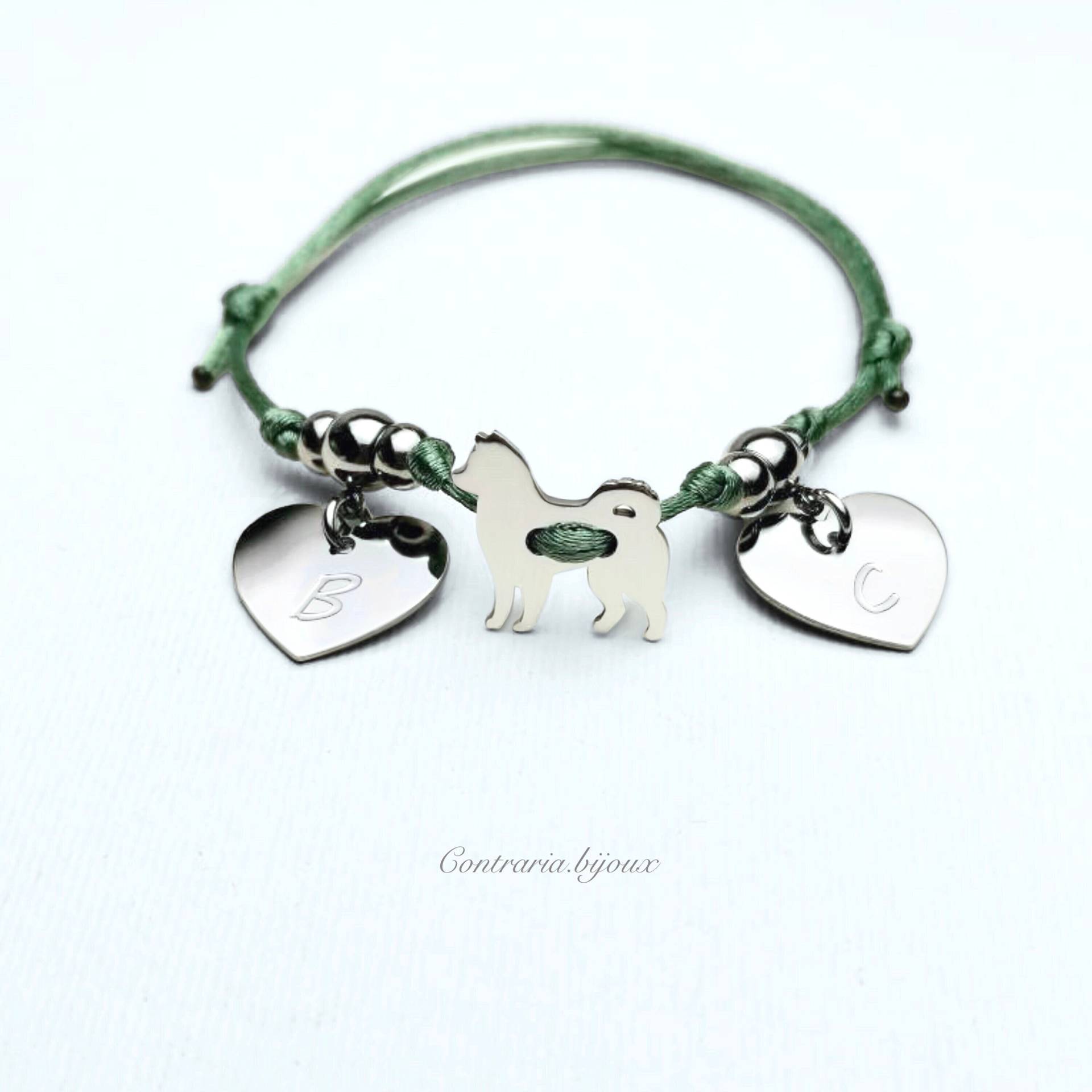 Personalisiertes Hundearmband, Personalisierte Hundesilhouette, Herz Mit Eingraviertem Anfangsbuchstaben, Pfote Anfangsbuchstaben Personalisiertes Hundearmband, Personalisierte Hundesilhouette, Herz Mit Eingraviertem Anfangsbuchstaben, Pfote Anfangsbuchstaben von ContrariaBijoux