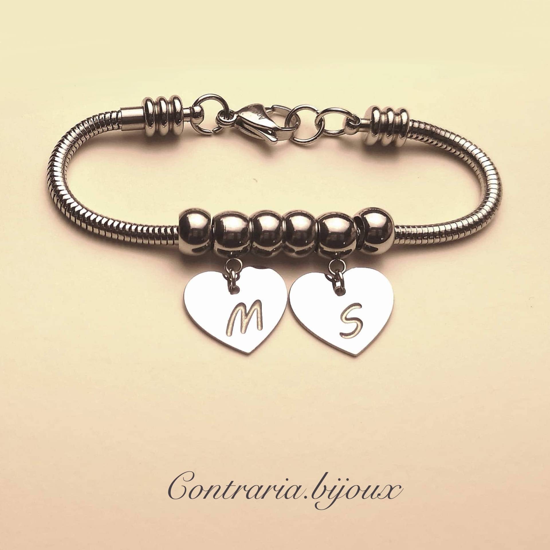 Personalisiertes Schlangenarmband | Herzanhänger Pfotenanhänger Mit Eingravierter Initiale Personalisiertes Armband Pfotenarmband von ContrariaBijoux