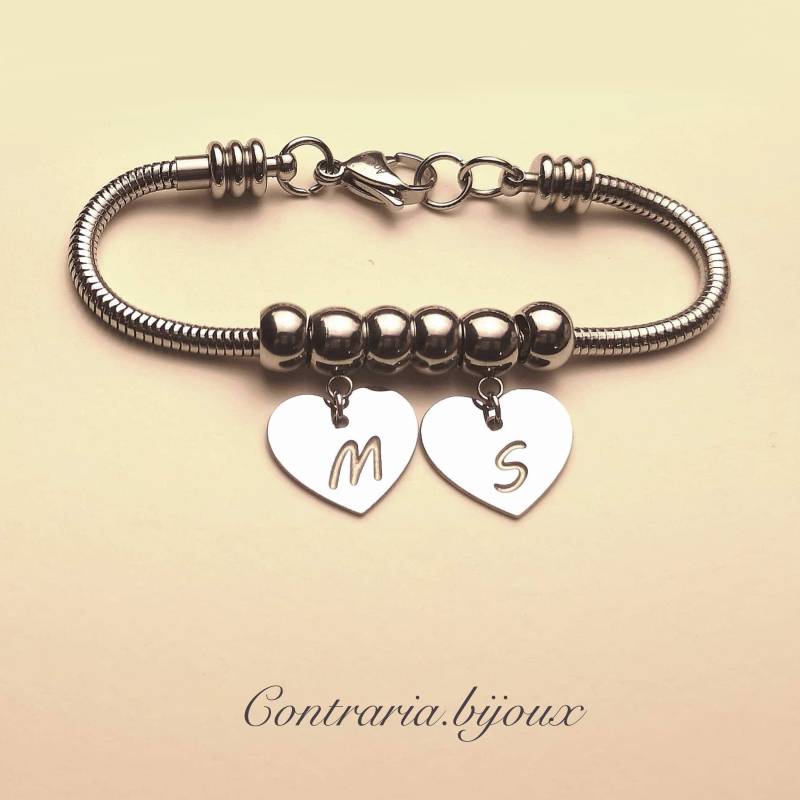 Personalisiertes Schlangenarmband | Herzanhänger Pfotenanhänger Mit Eingravierter Initiale Personalisiertes Armband Pfotenarmband von ContrariaBijoux
