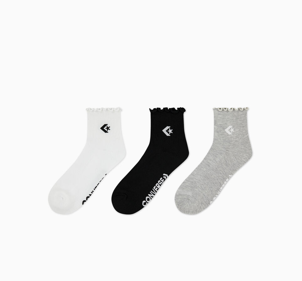 3-Pack Chevron Star Lettuce Cuff Quarter Socks von Converse