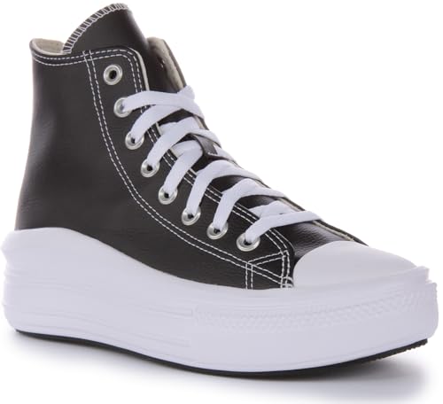 CONVERSE Damen Chuck Taylor All Star Move Platform FOUNDATIONAL Leather Sneaker, Schwarz Weiß Weiß, 38 EU von CONVERSE