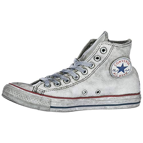 CONVERSE Herren Chuck Taylor All Star Leather LTD Sneaker, Weiß Grau Schwarz, 36 EU von Converse