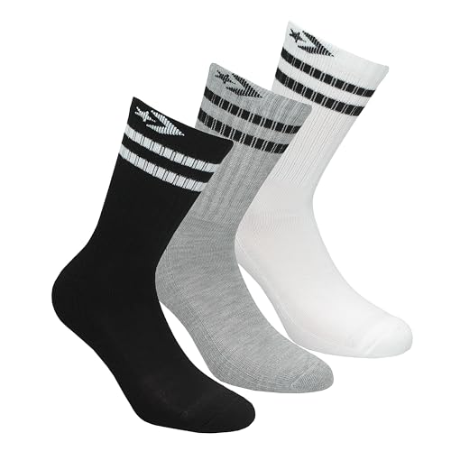 Converse 3 Paar Tennissocken - Wadenlang - Herren - Polyester (Mehrfarbig (Weiß, Schwarz, Grau), 43-46) von Converse