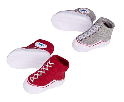 Converse Baby Bright Infant Booties (2 Pack) (Red(LC0001-G59)/Grey, 0-6 Months) von Converse