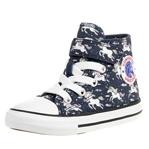 Converse CTAS 1V Hi Kleinkinder Hi-Top Sneaker Unicons Hook and Loop Blau, Schuhgröße:21 EU von Converse