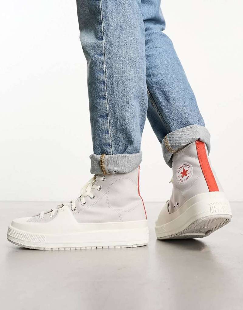 Converse - CTAS Hi Construct - Knöchelhohe Sneaker in Grau und Rot von Converse