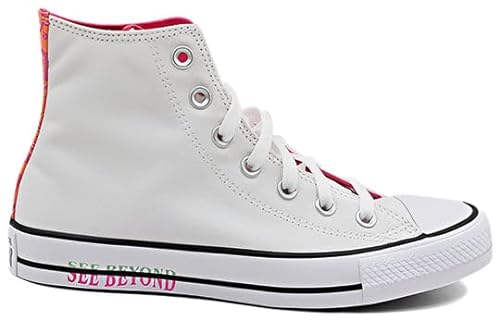 Converse Chuck Taylor All Star Damen-Sneaker aus Leder, See Beyond/Weiß/Prime Pink/Prism Green, 7.5 Women/5.5 Men von Converse
