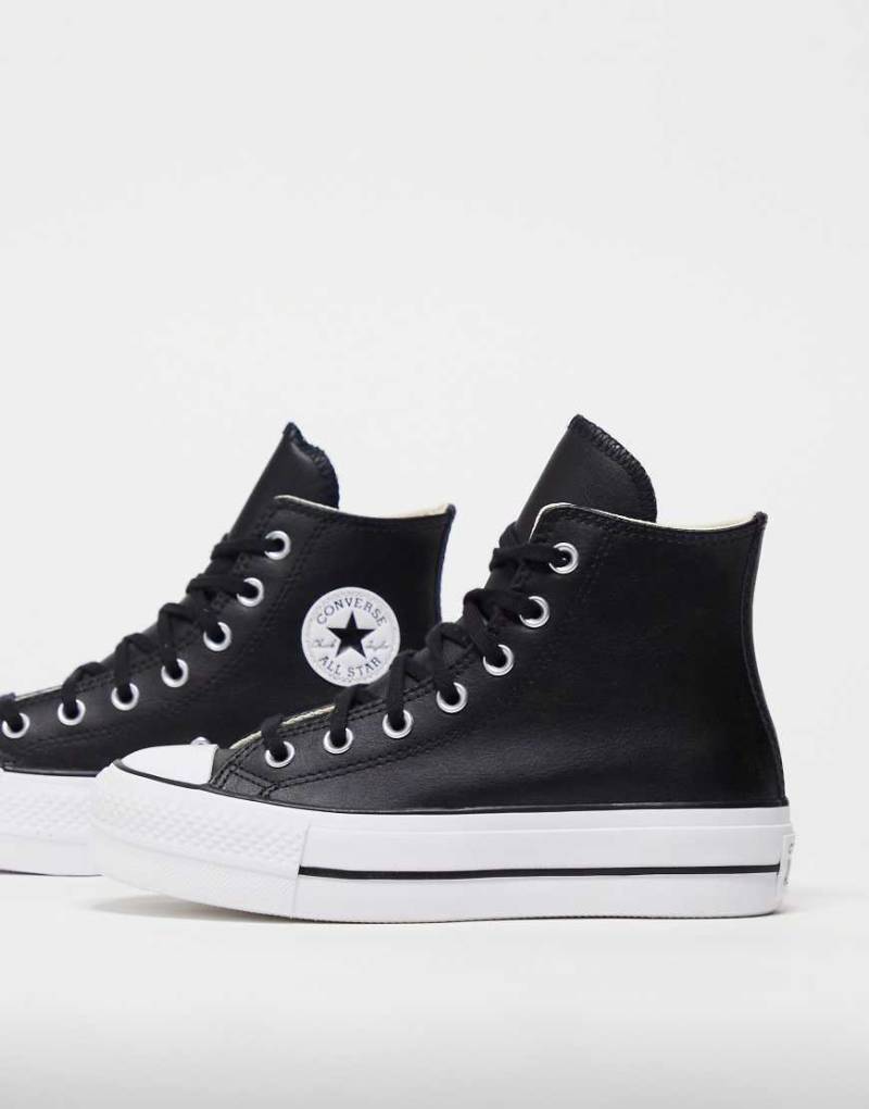 Converse - Chuck Taylor All Star Hi Lift - Hohe Sneaker aus schwarzem Leder mit Plateausohle von Converse
