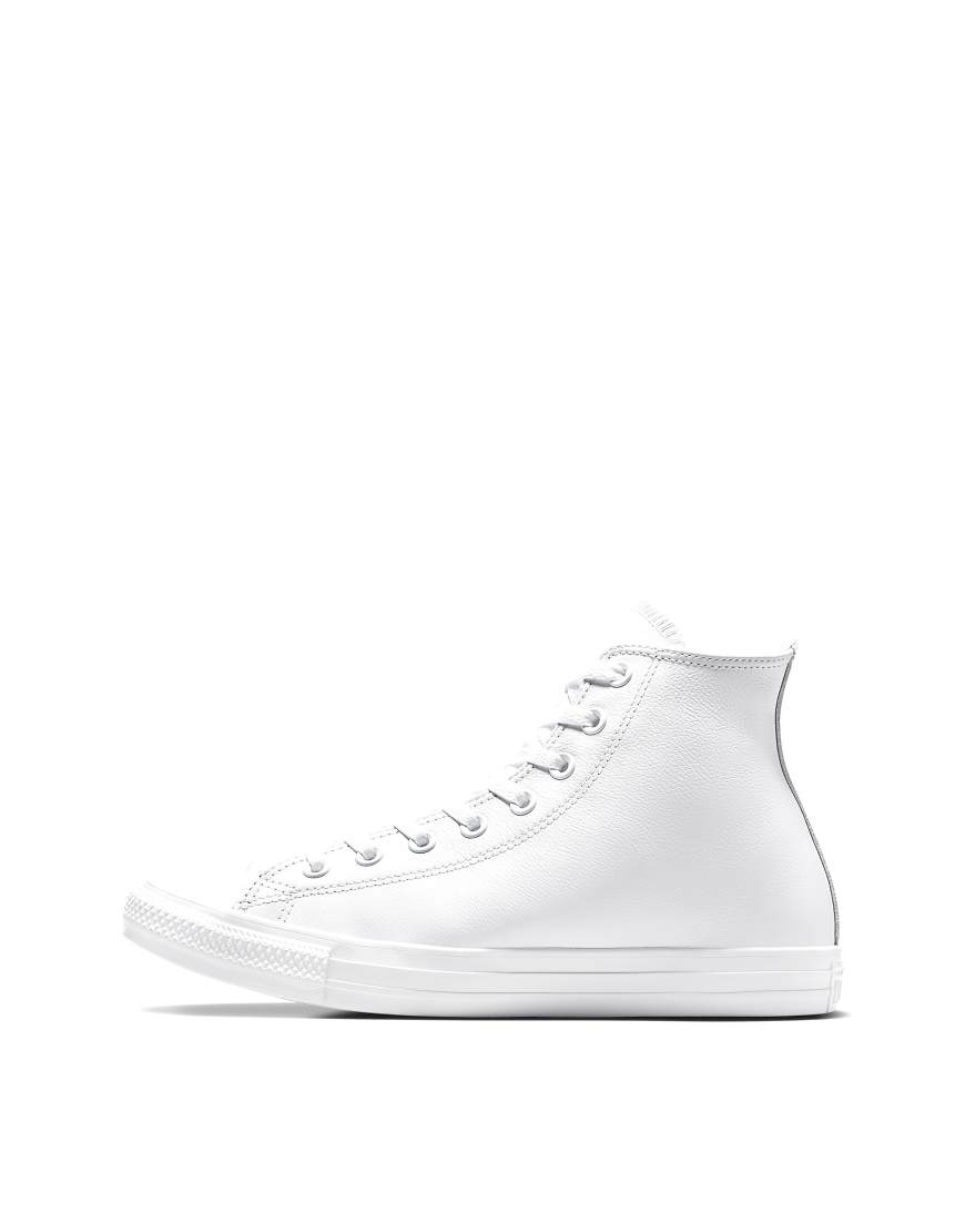 Converse - Chuck Taylor All Star Hi Monochrome - Knöchelhohe Leder-Sneaker in Weiß von Converse
