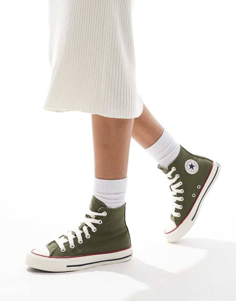 Converse - Chuck Taylor All Star Hi - Sneaker in Grün mit dicken Schnürsenkeln von Converse
